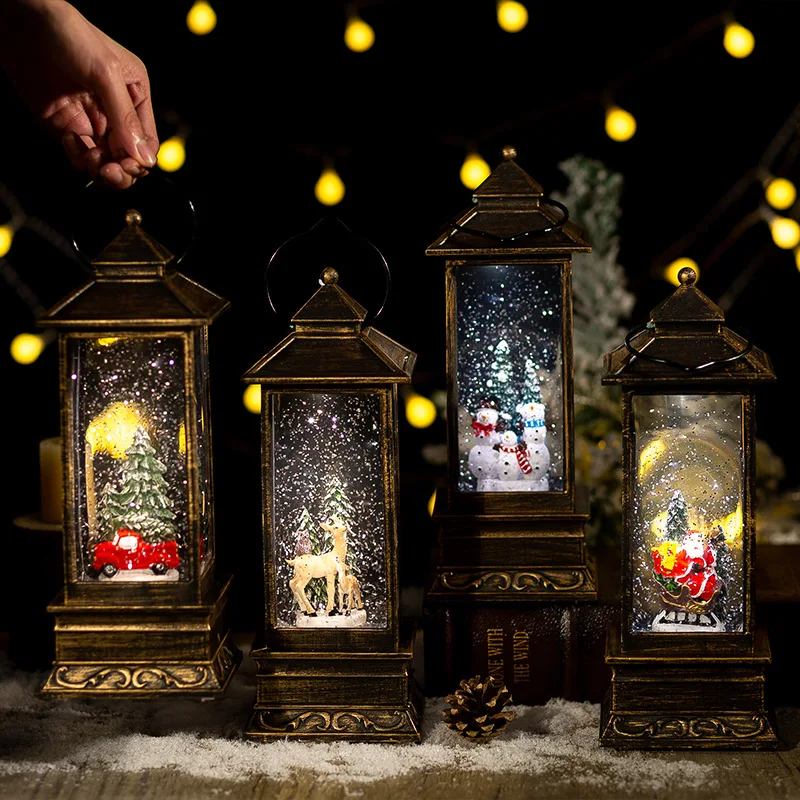 2024 Hot Sale Christmas Decoration Gifts Crafts Plastic Music Lamp Christmas Snow Globe Water Lantern Christmas Decorations
