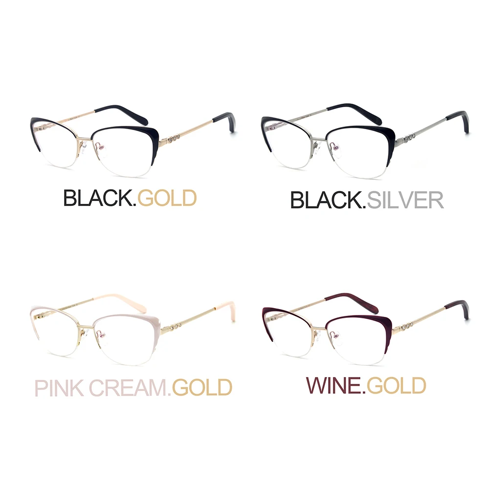 Eyeglasses Rimless Frames Spectacles Glasses Stainless Steel Prescription Myopia Cat-Eye Women Lady New Best Fashion FVG7001
