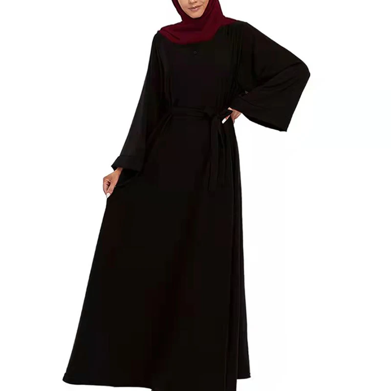 2022 Amazon Best Seller Long Sleeve Middle East long dress black muslim dress abaya islamic traditional muslim clothing