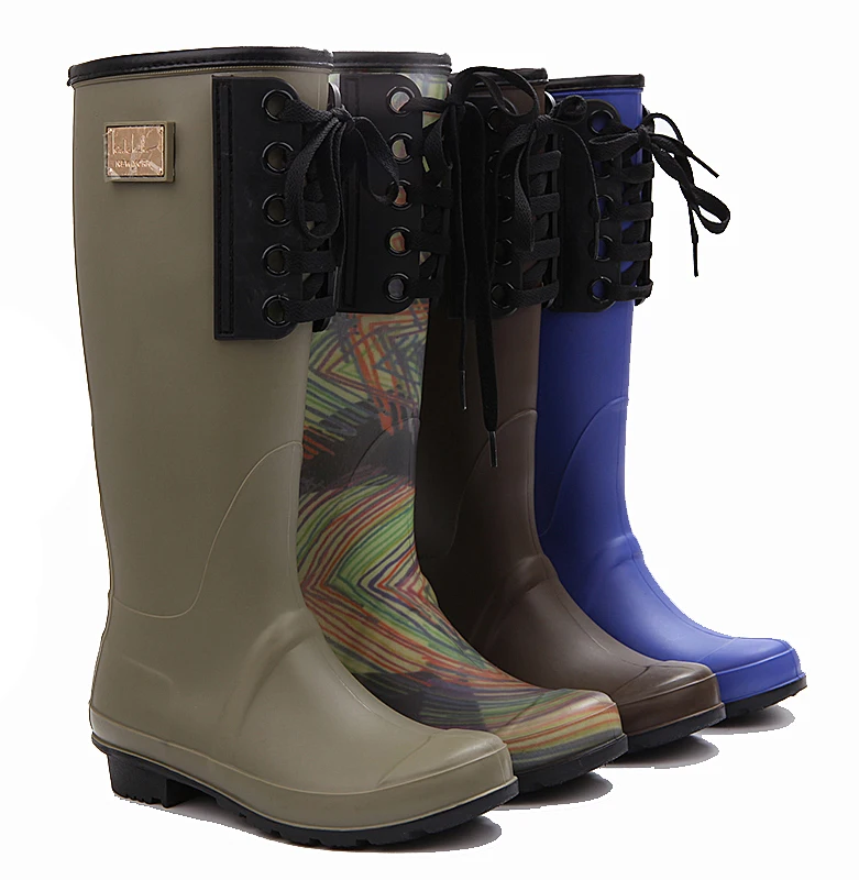 Женские красные ПВХ ботинки ручной работы для верховой езды, охоты, дождя