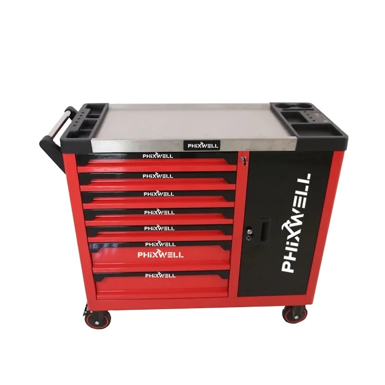 7 Drawers Tool Cabinet with Side Door Iron Cabinet Workshop  Drawer Storage Cabinet Thickened Toolbox