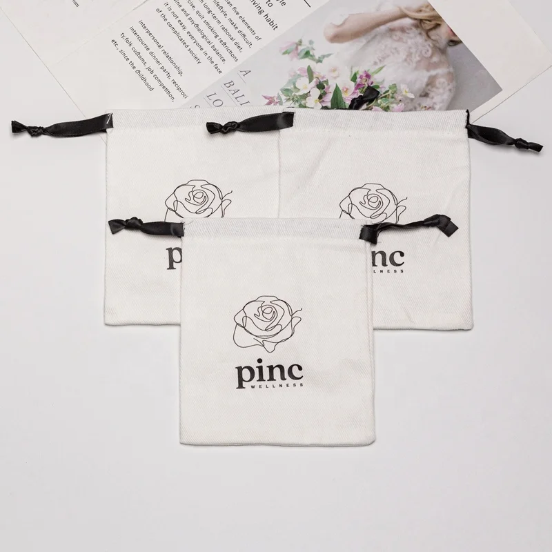 Organic Customized Logo Small Twill Cotton Pouch Clothing Shoes Dust Cotton Drawstring Bags