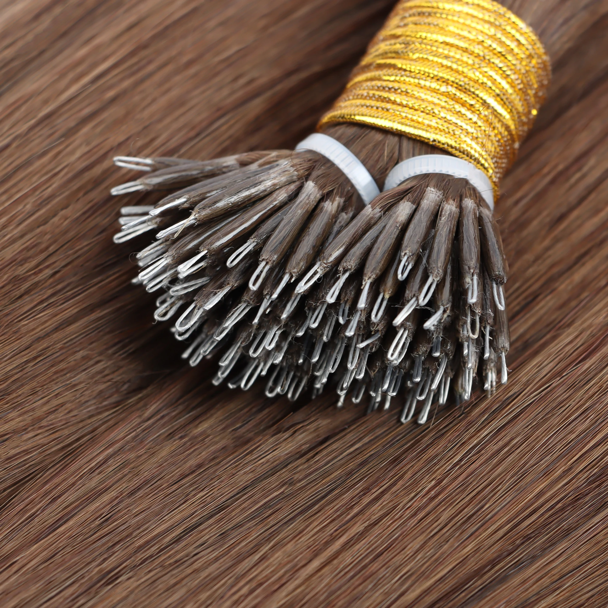 wholesale raw cuticle aligned Russian hair remy virgin double drawn beads nano ring human hair extensions