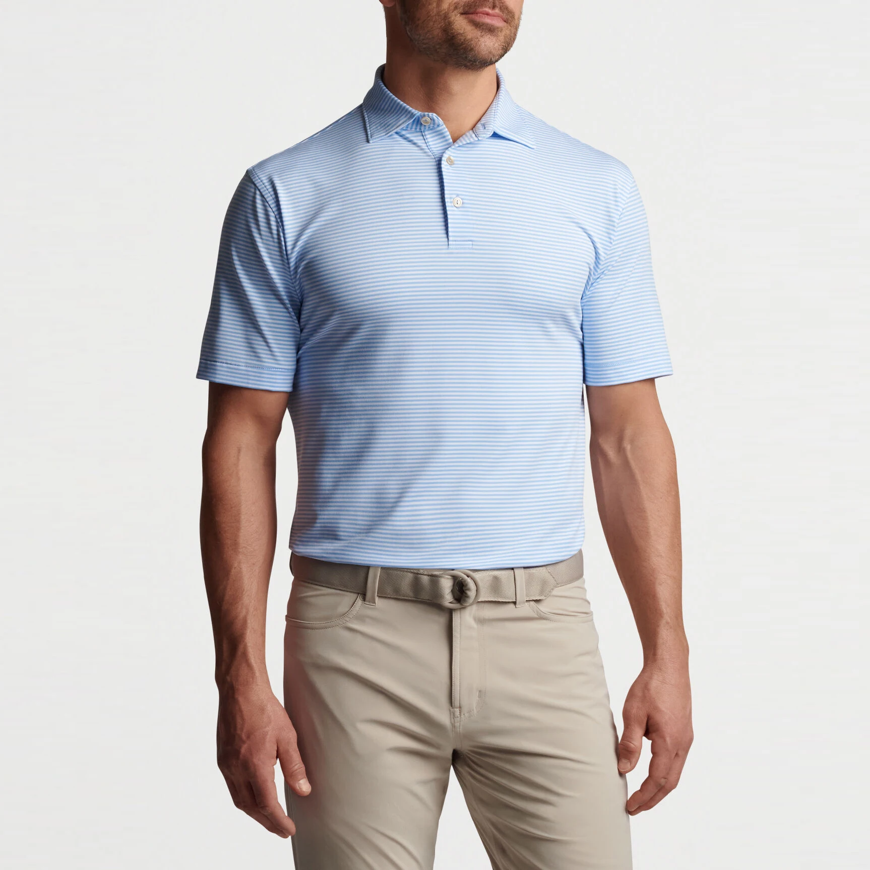 Custom logo high quality luxury striped print quick dry performance men golf silk polo t shirts