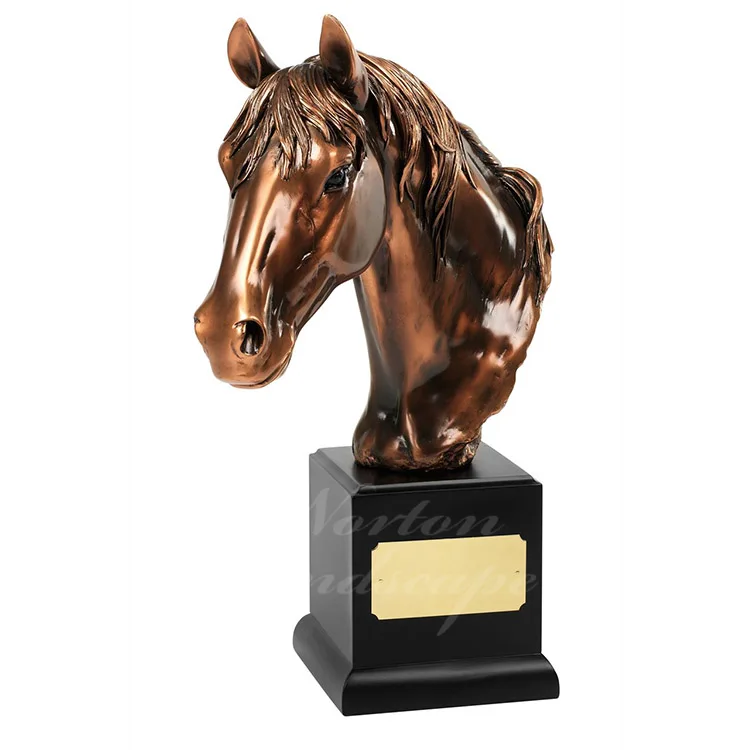 Home Decor Table Ornaments Metal Animal Handcrafts Brass Bronze Horse Head Statue With Base For Sale