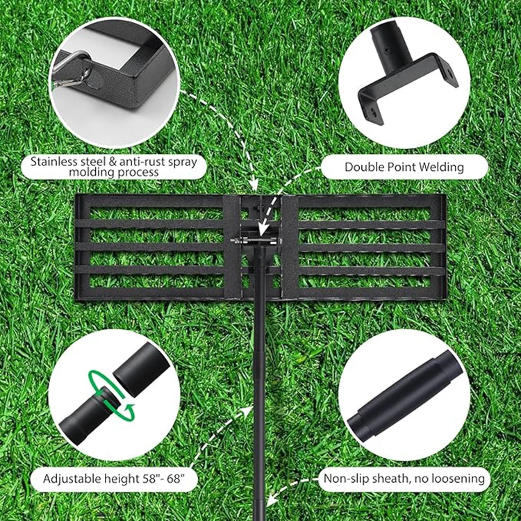 JH-Mech Professional Rustproof Ensure smoother Lawn Care Process Powder Coated Steel Adjustable Leveling Rake Soil
