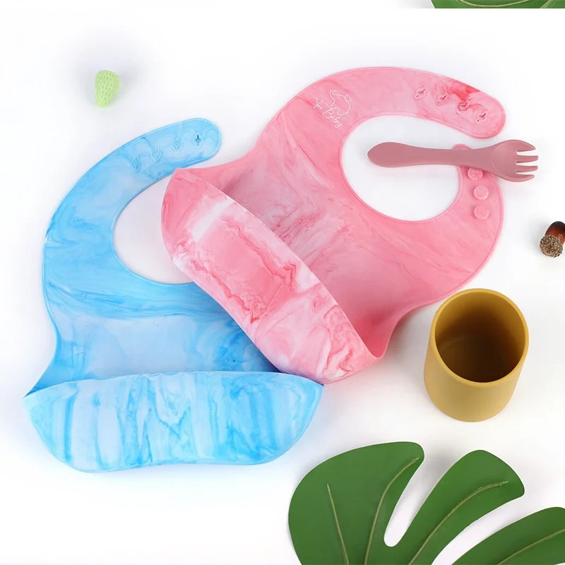 New Product Amazon BPA Free Adjustable Baby Drool Teething Bibs Wearable Baby Teether Silicone Baby Bib set Pacifiers supplies
