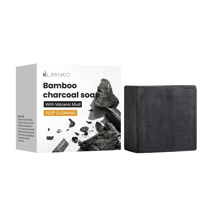 Custom Logo OEM Vegan Activated Bamboo Charcoal Bar Soap With Volcanic mud Tea Tree Oil For Men Skin Care Products Private Label
