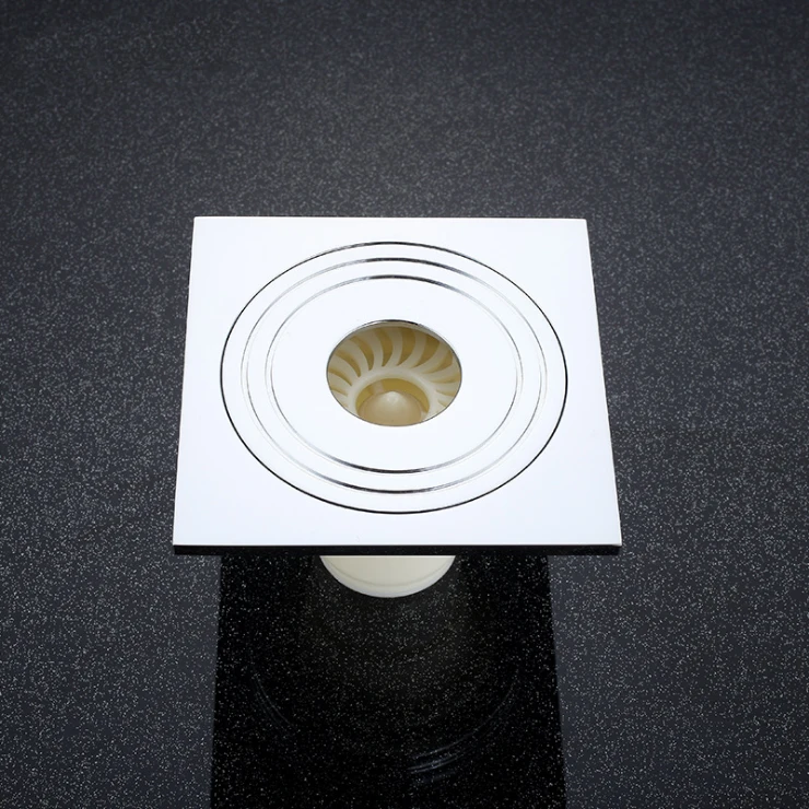 4 Inch Square Shower Floor Drain with Tile Insert Invisible Grate Cover Strainer Brushed Bathroom floor Drain