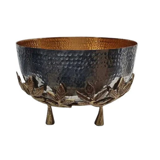 Stylish Hammered Deign Metal Fruit Bowl Polished Technique Dinnerware Bowl for Dinner Table Food Serving Wedding Return Gift