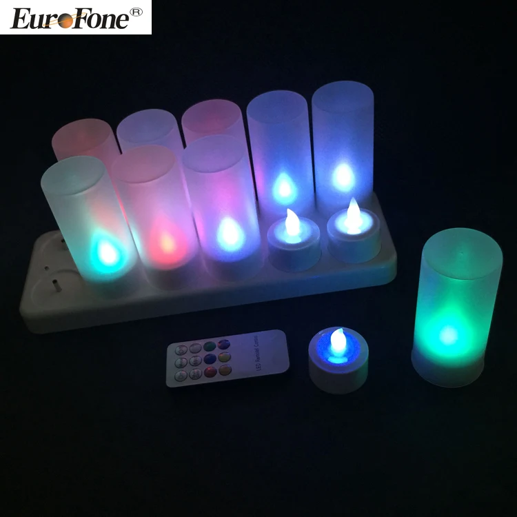 2022 new Colorful for home decoration Flameless Wind-Proof Electronic Rechargeable LED Candle