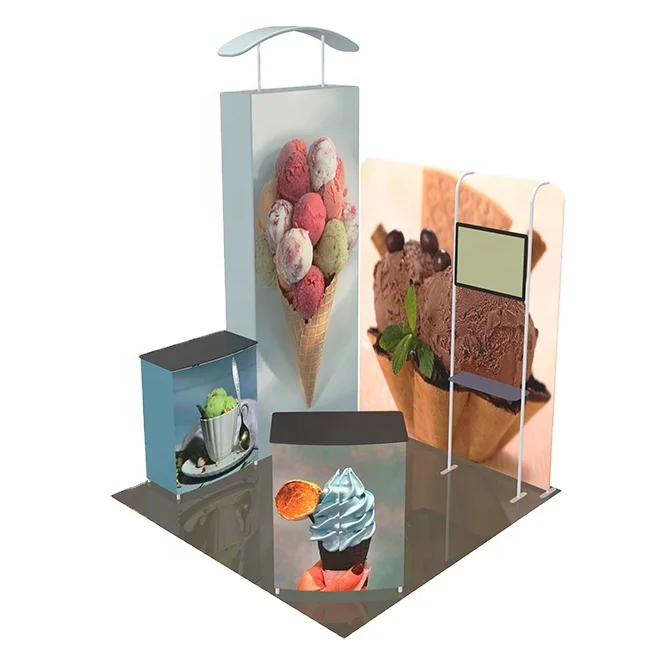 Reusable Tool Free Easy Quick Assemble Modular Booth Exhibition Advertising Display Stand 20ft Tension Fabric Backdrop Stand