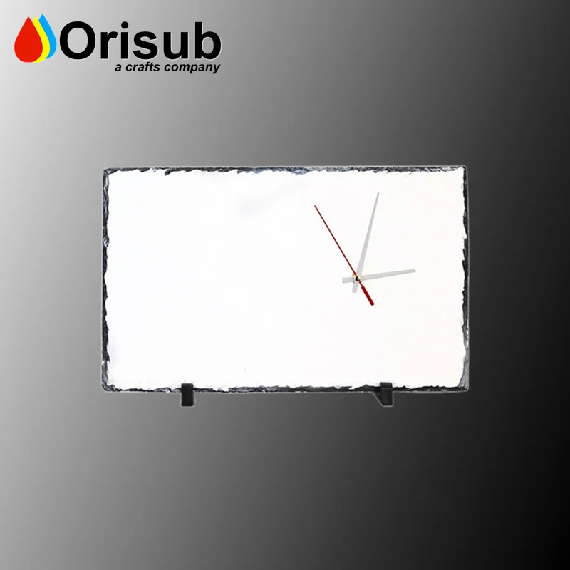sublimation slate photo rock rectangular with clock