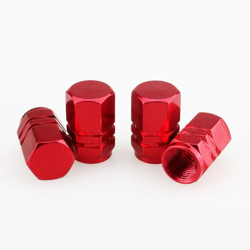 4pcs modified aluminum alloy multi-color hexagonal car valve cap tire valve core cover screw cap