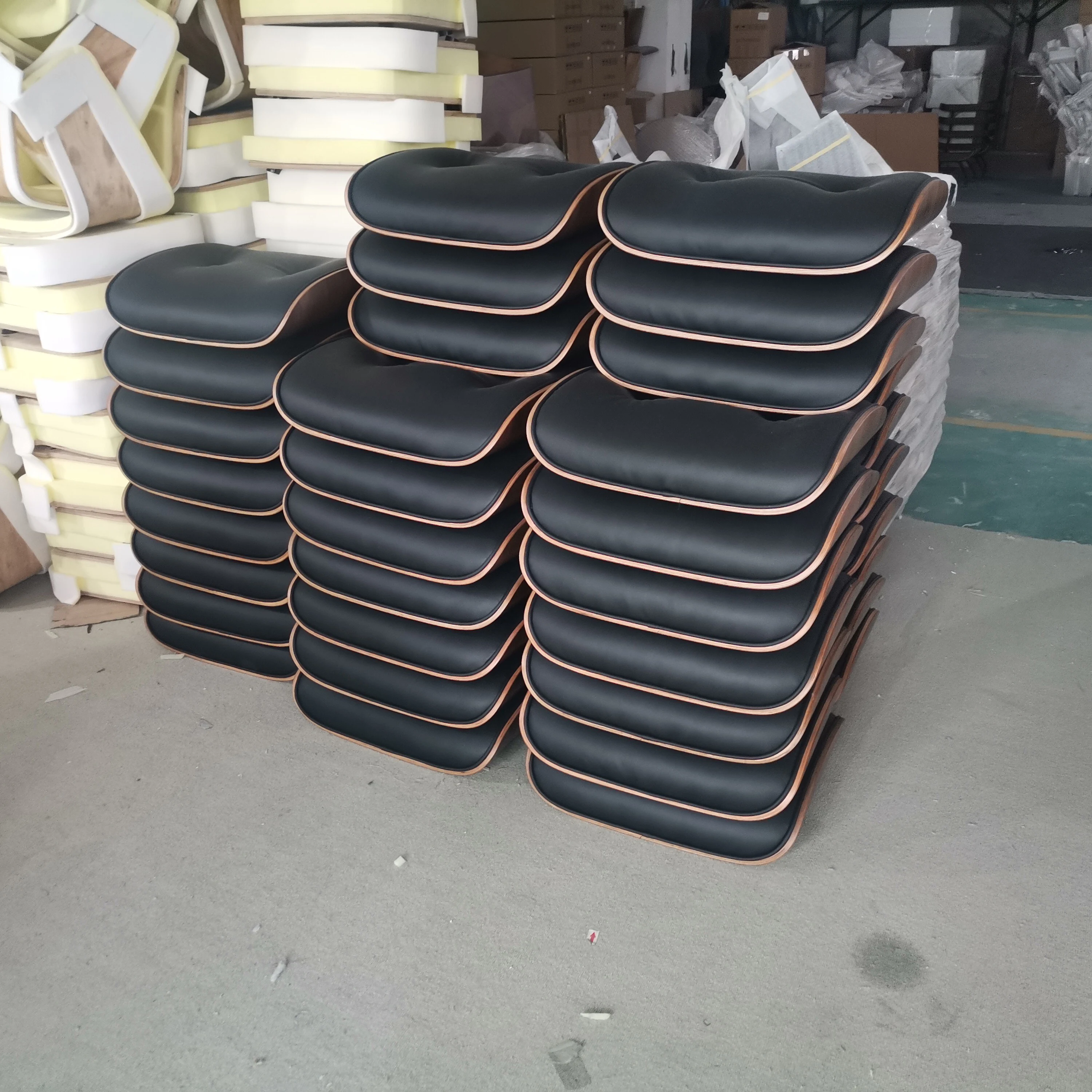 Complete Chair Mid Century Leather Arm Wooden Leisure Armchair Chaise Modern Replica Eam Swivel Lounge Chair With Ottoman