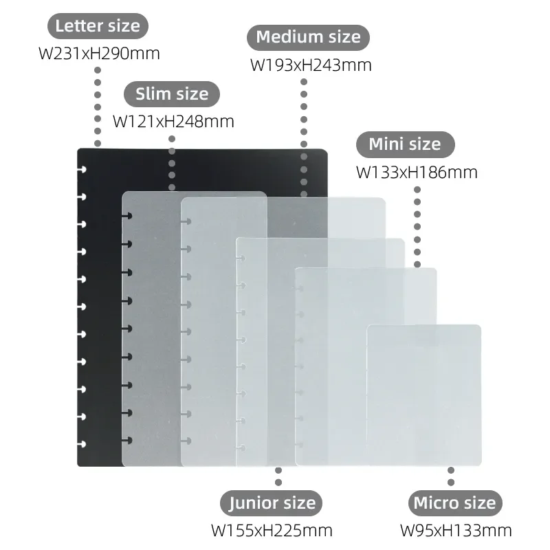 Pre-punched Holes Clear PP Frosted Budget Planner Reusable Disc Binding Notebook Cover