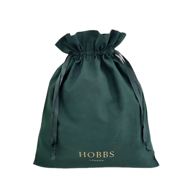 Personalized Eco Friendly Dark Green Cotton Drawstring Dust Bag For Pack Shoes Dust-proof Cotton Drawstring Storage Pouch Bag