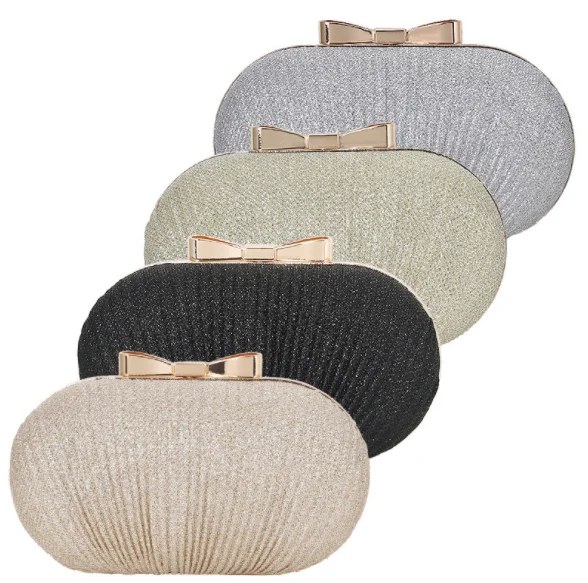 Frilled glitter goose egg shape clutch for ladies party one shoulder crossbody handbag women purses