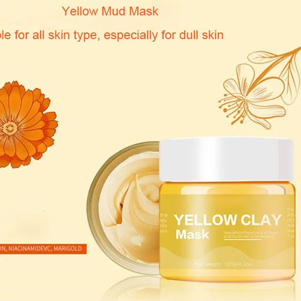 
OEM Beauty Products Anti Aging Acne Treatment Bentonite Mud Mask Natural Organic Turmeric Face Clay Mask 