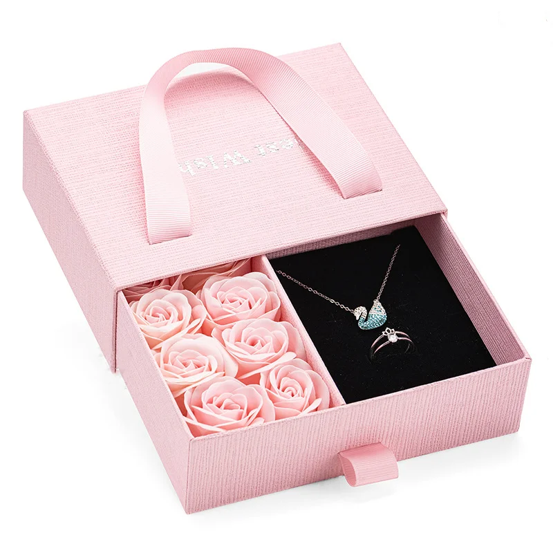 Wholesale Fashion Rose Flower Bear Packaging Gift Boxes Earrings Necklace Ear Studs Bracelet Jewelry-UV Advantage Foil