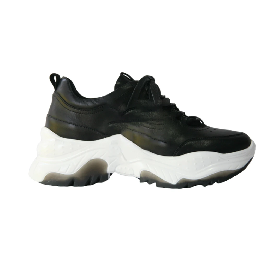 Top Quality Genuine Leather Thick Sole Chuncky Women Sneaker Shoes