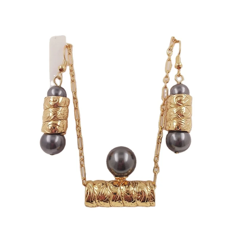 Hawaiian Jewelry Set Heirloom Design Pearl Earring Set Samoan Jewelry Set Gold Filled Plain Ring Bracelet Bangle for Women