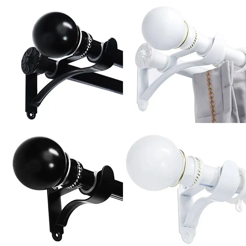 Factory Direct Sale Decorative Windows Double Curtain Pole Aluminium Black Curtain Rods Set