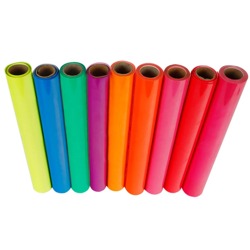 Renlitong 12in 24in PU neon easyweed flex fluorescent vinyl film transfer film vinyl heat press transfer htv