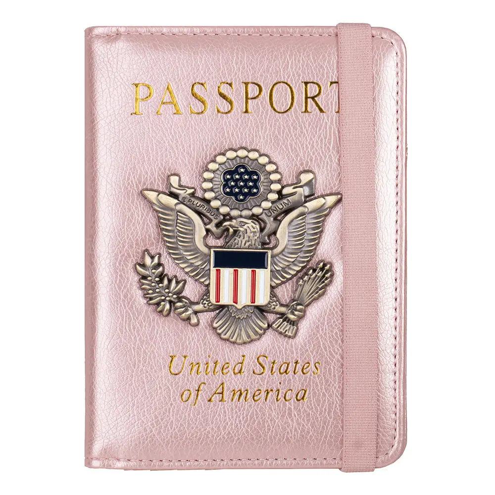 Custom Creative Passport Holder Cover With 3D Metal Badge - RFID Blocking Leather Passport Wallet And Case For Family
