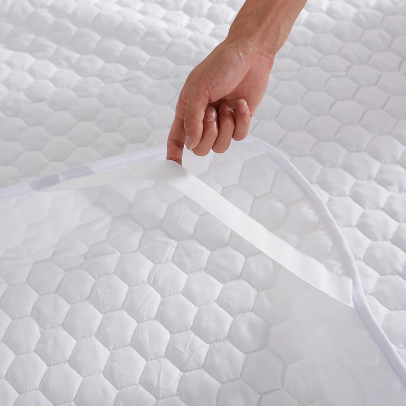 100% Polyester Fabric Waterproof Mattress Protector With Around Elastic