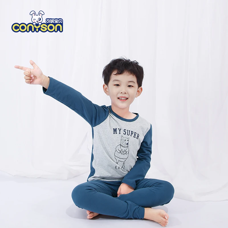 Conyson Hot Sale Casual Long Sleeve Spring Autumn Cartoon Cotton Patterns Knitted Unisex Baby Kids Full Sublimation Pajamas