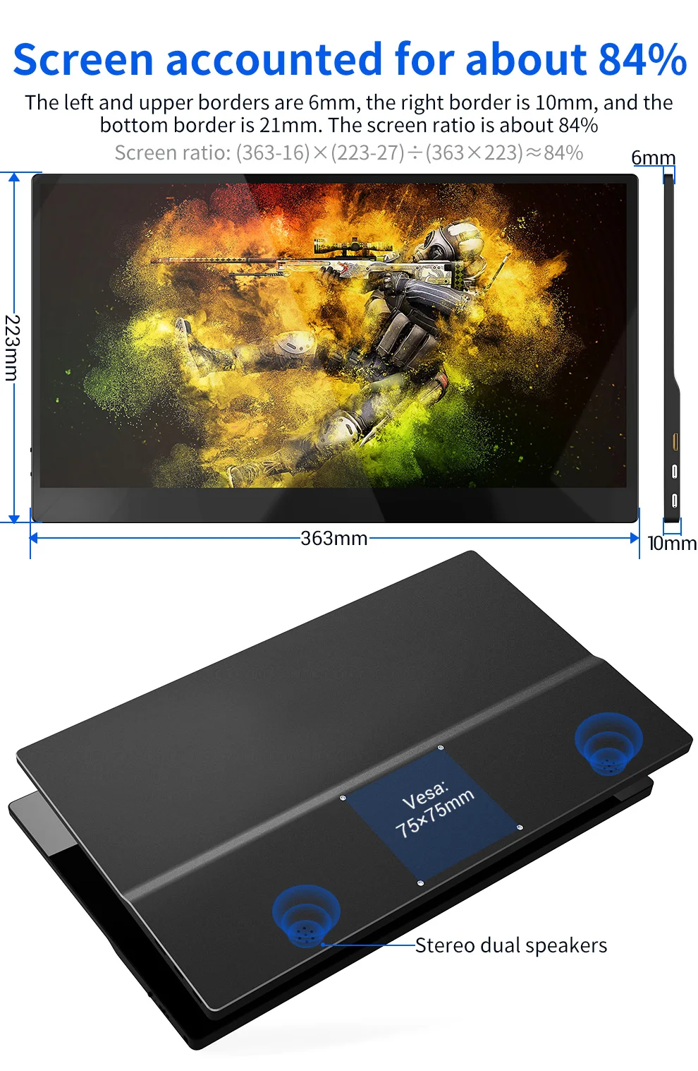 Портативный сенсорный монитор 4k U-Slim второй экран 3840*2160 IPS