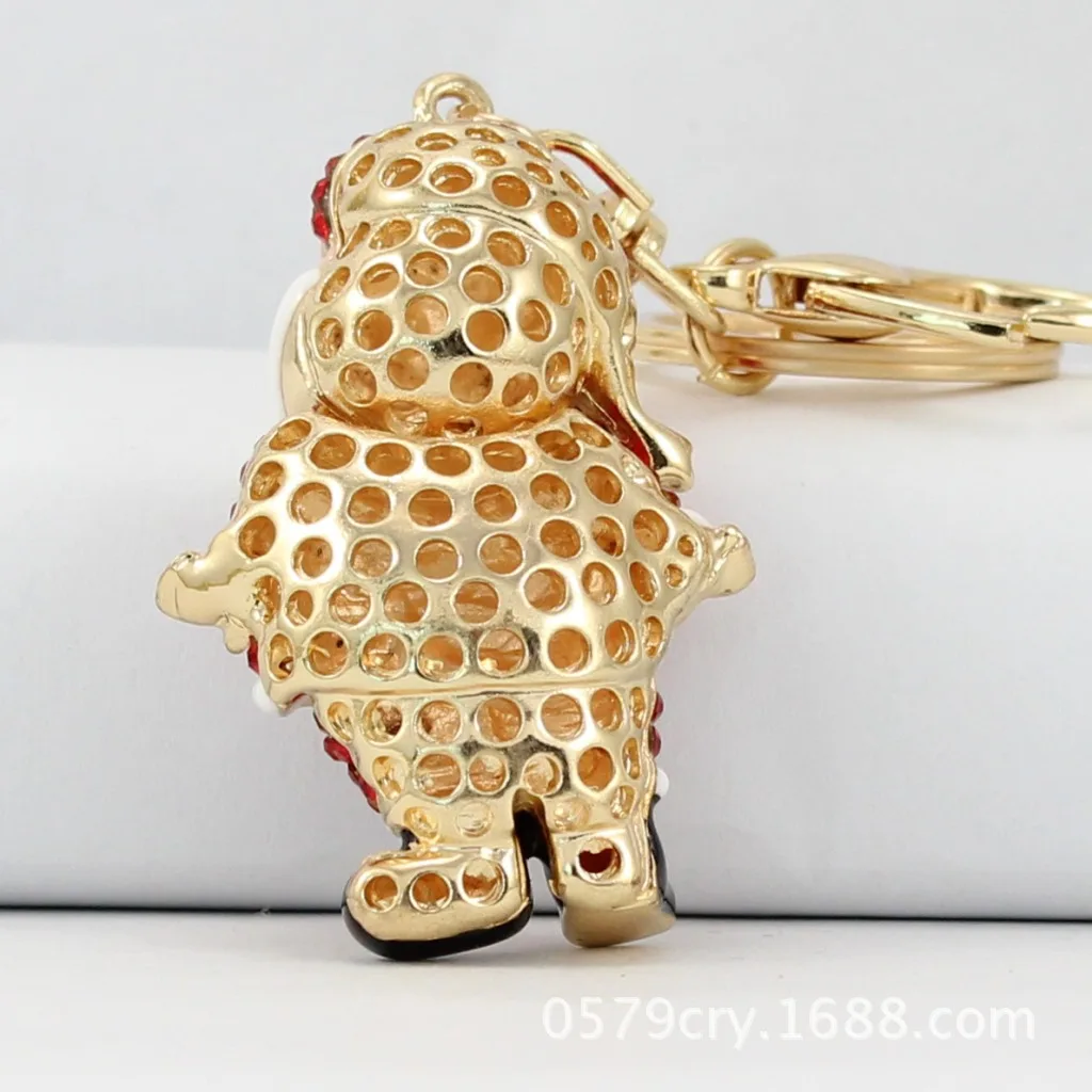 Christmas Gifts 2021 Creative Exquisite Rhinestone Santa Claus Keychain Car Pendant Bag