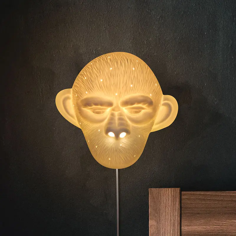 Новейший дизайн настенный светильник в виде животного, Керамический Настенный Ночной светильник в виде обезьянки, художественные керамические комнатные настенные светильники