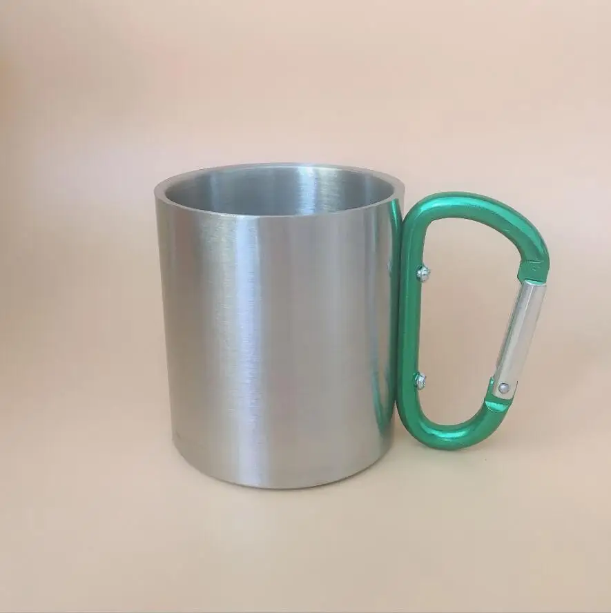 Outdoor Camping carabiner Handle double wall Stainless Steel Cup