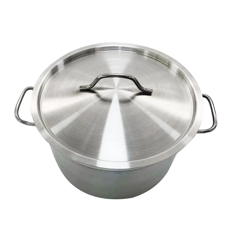 Factory wholesale Home Kitchen Cookware Double Ears Cooking Sauce Pan Stainless Steel Pot With Compound Bottom