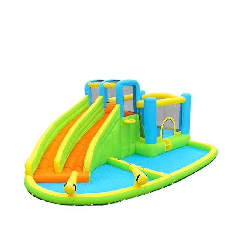 Пианино механический домик для подпрыгивания быков Коммерческая надувная двойная водная горка бассейна прыжки на поверхности замок