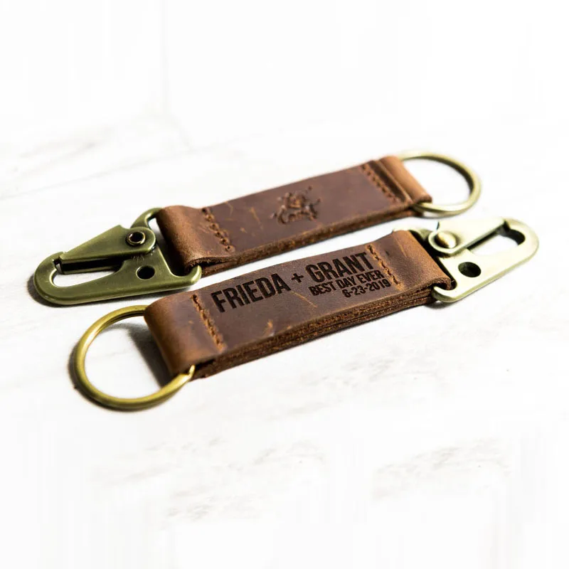 ya219 Crazy Horse Leather New KeyHolder Business Key Ring Personalized Leather Keychain for Father`s Gift