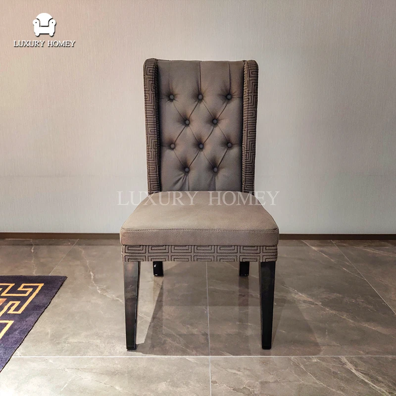 Italian high-end luxury natural wood veneer long dining room set modern dining table set full dining room furniture