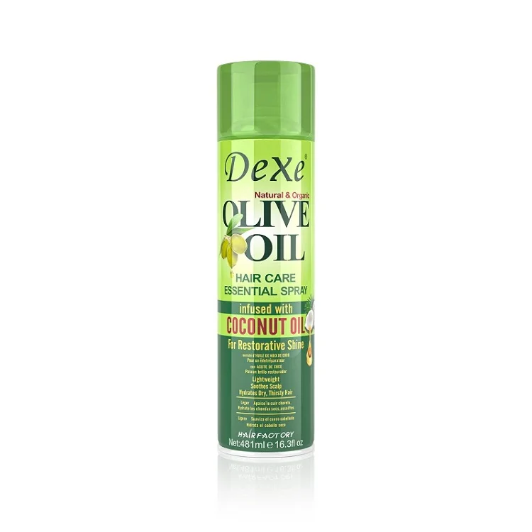 Dexe natural organic olive oil hair care essential spray infused with  coconut oil for restorative shine 481ml private label OEM