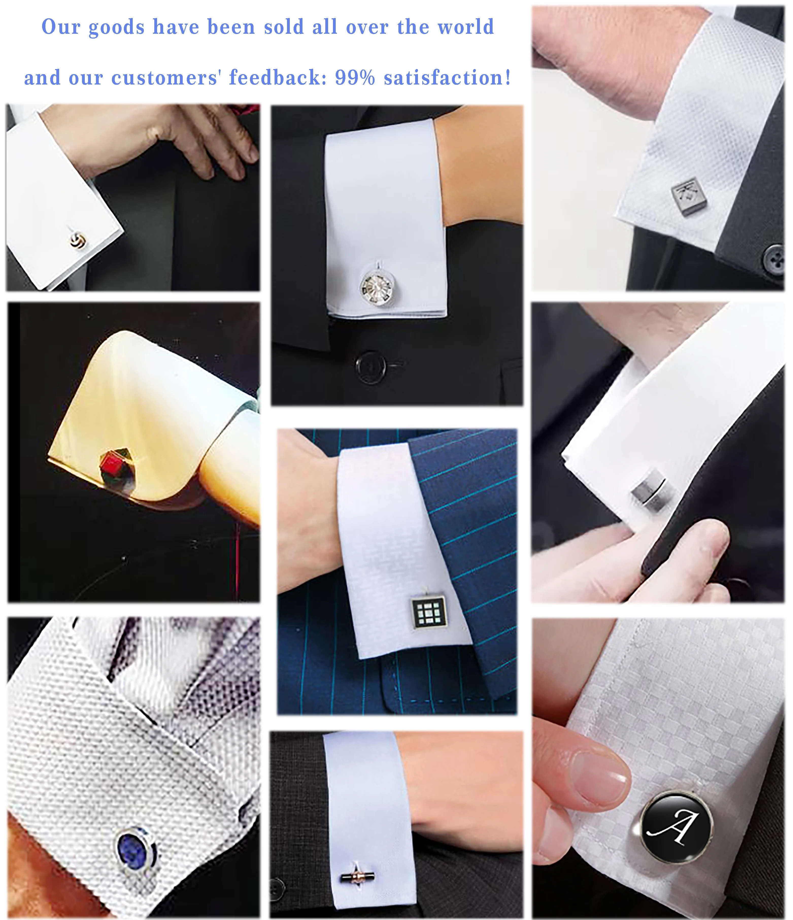 Professional factory production wood cufflinks and clip clip-on tie cufflink box set