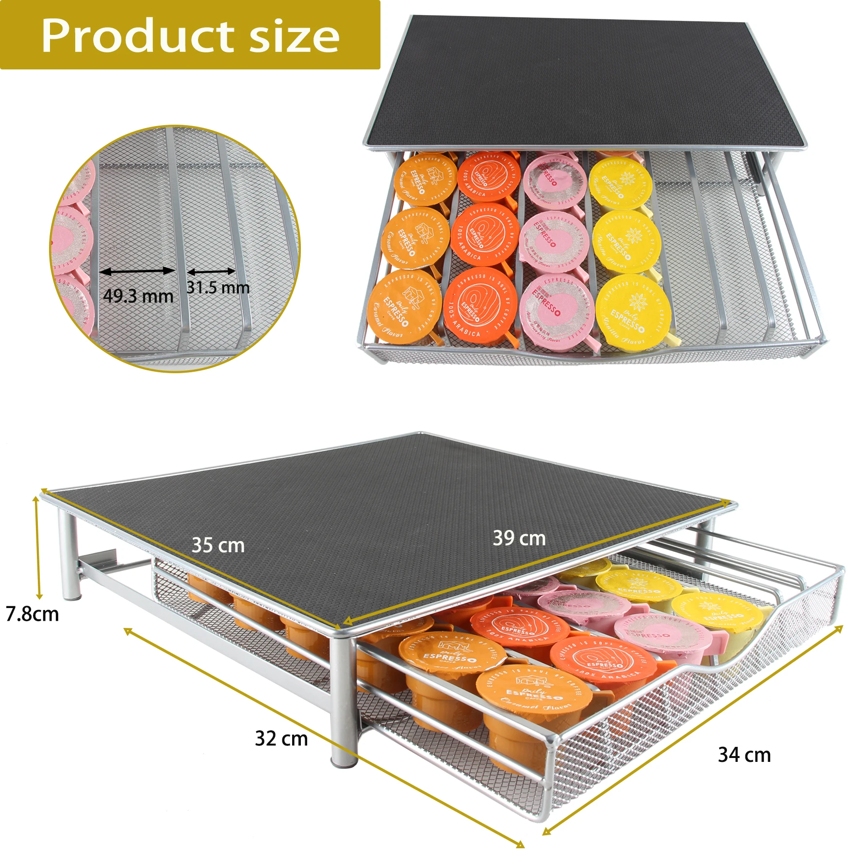 New Vertuo Metal Coffee Pod Storage Drawer Nespresso Coffee Capsule Storage Holder