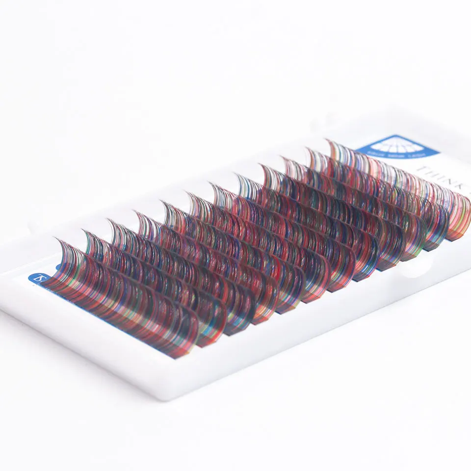 Mix Color Eyelash Extension 0.10mm C/D Curl 8-15mm Individual Color Eyelashes False Mink Cluster Rainbow Eye Lash