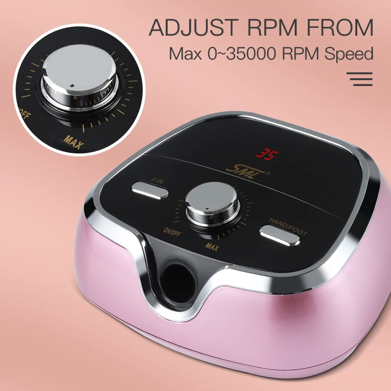 SML M3 Electric Nail Drill Art File Machine for Acrylic Nail Manicure Pedicure with Pedal Buffer Professional Beauty Salon use