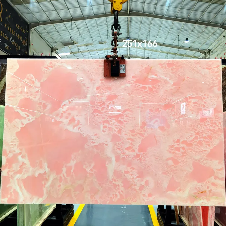 Красивая полированная подсветка розовая плита из оникса для фоновой стены