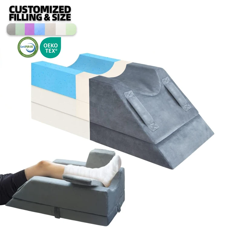 New Arrival Multi-functional Custom Post-operative Recovery Cooling Gel Memory Foam Knee Elevation Leg Pillow For Sleeping