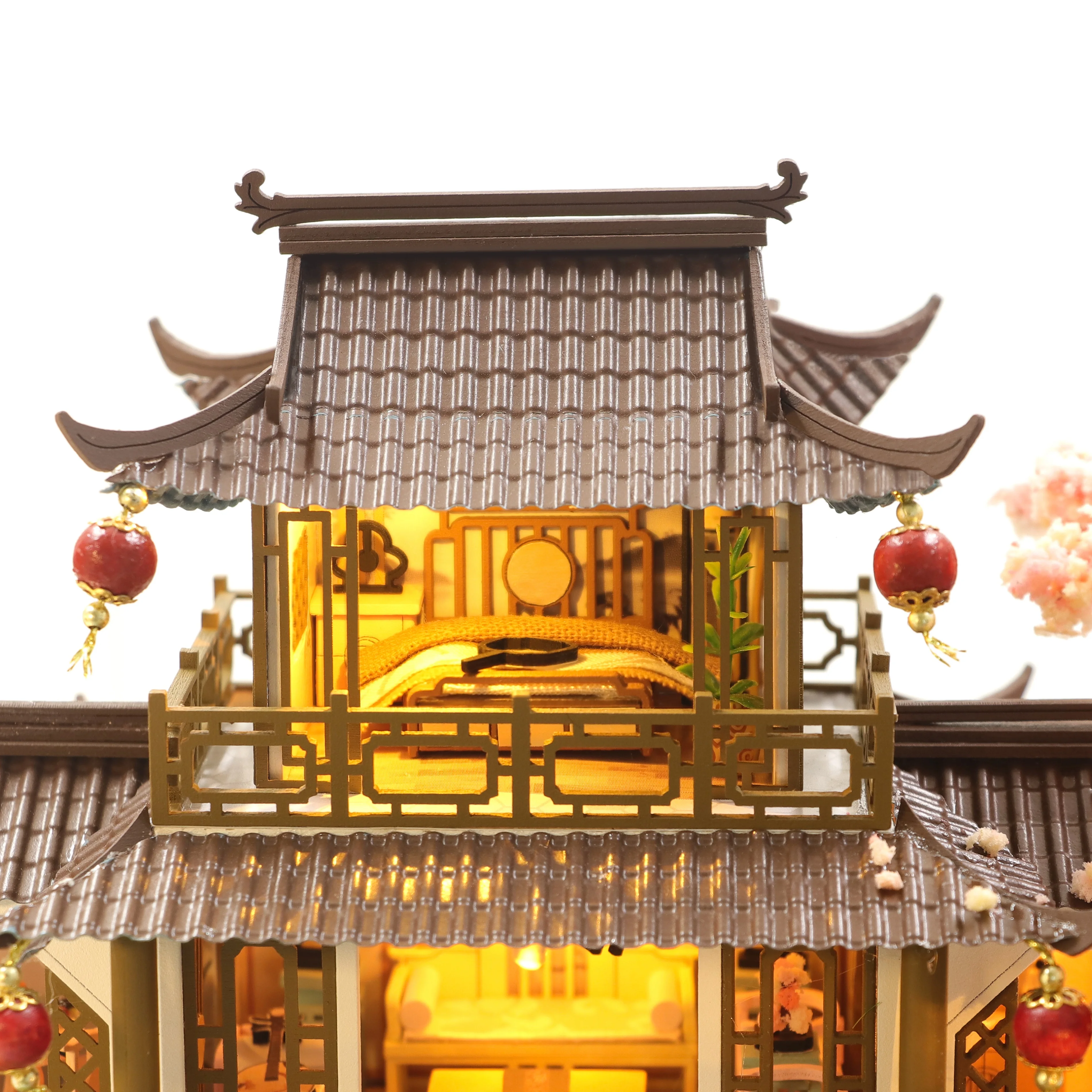 Hongda classical Chinese villa style handmade diy wooden dollhouse miniature dollhouse with light and music