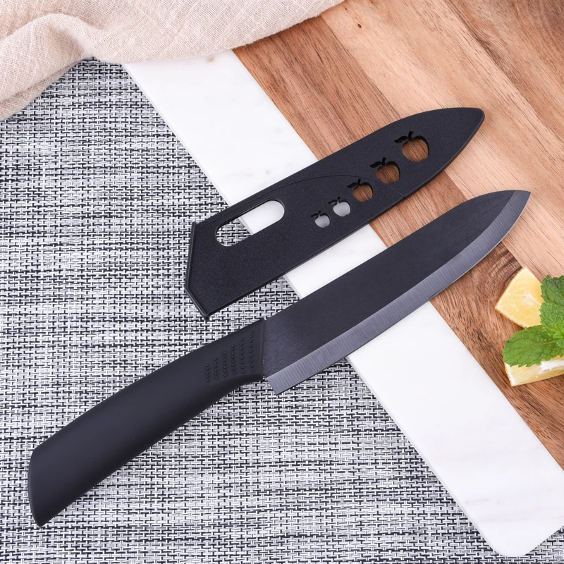 6Inch Home Kitchen Ceramic Knife Black Zirconia Utility Fruit Knife With Soft Touch TPR Handle