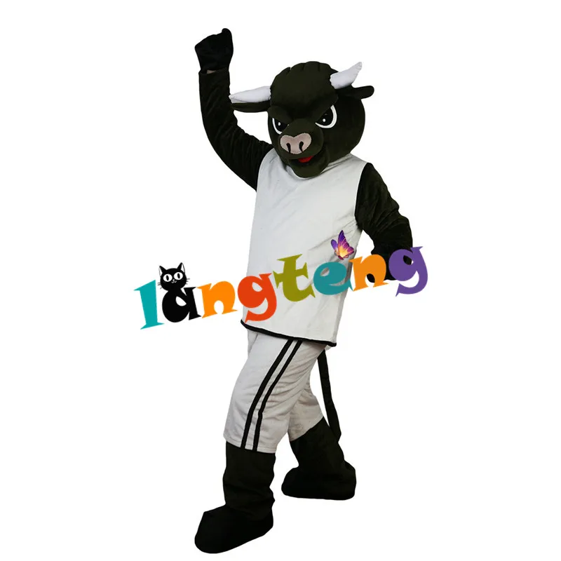 765 Cartoon Cosplay Party Christmas Dark Green Sport Cow Ox Bull Mascot Costumes