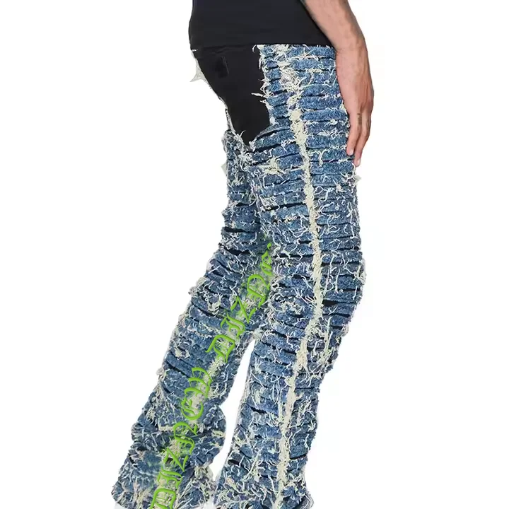 Заказные высококачественные обтягивающие джинсы с аппликацией, мужские обтягивающие рваные джинсовые брюки DiZNEW OEM